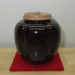 【逢絢亭・新品】茶道具 棗 阿古陀茶入 山中塗 表千家 如心斎好 仕覆付 中村宗悦 共箱入り