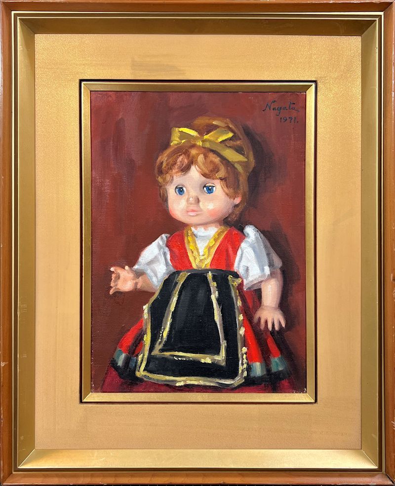 現金特価】 916❣️ フランス人形 油絵 ヴィンテージ 絵画/タペストリ