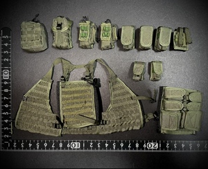 [.1/ selling out / prompt decision ]DAMTOYS model 1/6 scale man figure for equipment parts Tactical Vest bag pouch great number attaching set ( unused 