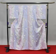 【桜庭呉服店】小紋 着物 花 葉 可愛い おしゃれ リメイク素材 趣味 バッグ 身丈158cm 裄丈65cm　★ kb-4270_画像2