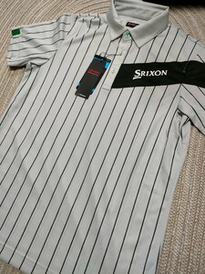 新品 定価10230 SRIXON マスターズモデル 半袖 ポロシャツ M グレー サンスクリーン 遮熱 UVケア 速乾 涼しい スリクソン ストライプ