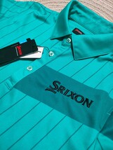 新品 定価10230 SRIXON マスターズモデル 半袖 ポロシャツ M エメラルド サンスクリーン 遮熱 UVケア 速乾 涼しい スリクソン ストライプ_画像3