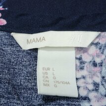 【美品】H&M★春夏物　大きいサイズL　ウエストシャーリング　Vネック　花柄　チュニック丈　ワンピース　袖なし　ネイビー系　b7972_画像3