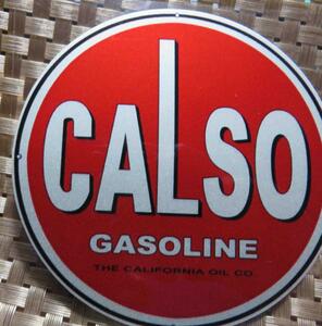 赤円ST◎◇円型◆新品未使用　calso gasoline　 Gas Station　ステッカー シール■防水 ◆自動車 大型バイク DIY倉庫■ガソリン　オイル