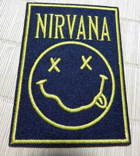 黒黄 四角◆新品ニルヴァーナ Nirvana アメリカ ロックバンド 刺繍ワッペン(パッチ)◆映画 ムービー アニメ 音楽 ミュージック
