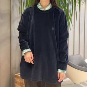 NEEDLES ニードルス　×　BEAMS BOY　 VELOUR CREW　 刺繍　ベロア　トップス　オーバーサイズ　Tシャツ　XS