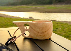 送料無料★独特の存在感 木製カップ キャンプ キャンプ 用品 木製ボウル アウトドア 木製ハンドルカップ