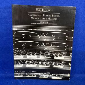 SOTHEBY’S Continental Printed Books, Manuscripts and Music December 1992 サザビー