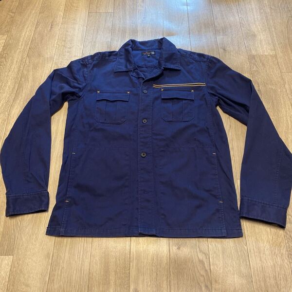 送料無料 古着【MICHEL KLEIN 長袖シャツ サイズ48 Lサイズ】紺色 MKオム