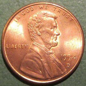 （C-337)リンカーン1セント銅貨　1994年　D　②