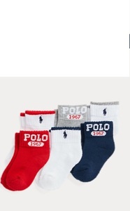 NY/新/即☆POLO　Ralph Lauren/ラルフローレン☆ ボーイズ/ソックス/靴下 6足セット 13-14ｃｍ