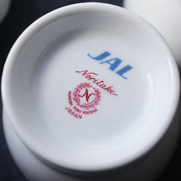 Noritake×JAL 日本航空 ノリタケ食器 3点SET エアライン カップ金ライン 鶴文 月桂樹 当時物 JAPAN湯呑