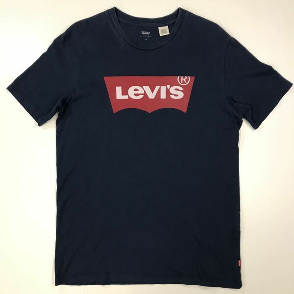 ● LEVI'S リーバイス　半袖Tシャツ　ボックスロゴ　ネイビー　メンズ　Mサイズ　26-115a