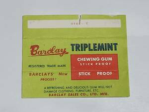 45 Showa Retro BARCLAY TRIPLEMINT chewing gum parcel paper chewing gum ..