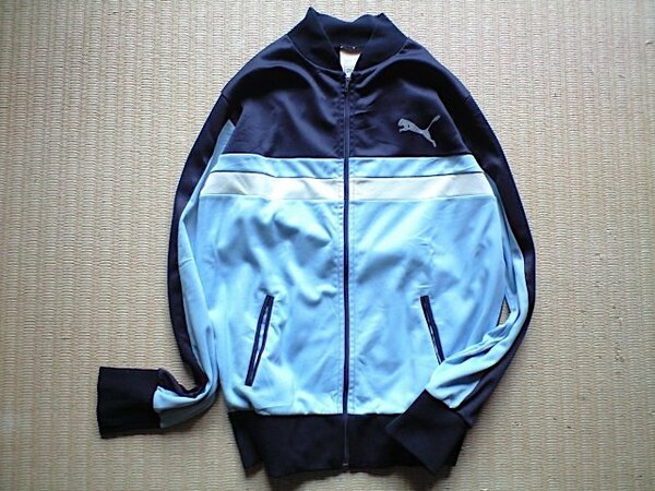 即決 70s 80s vintage PUMA made in France デカロゴ ジャージ Pジップ フランス製 size 1 ヴィンテージ プーマ ATPタイプ 青系