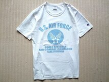 即決 USA製 U.S. AIR FORCE アメリカ空軍 プリント Champion T1011 ヘビーウェイト Tシャツ 白 Sサイズ USAFA 染み込み_画像1