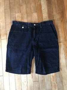 post o'alls USA made dot pattern corduroy shorts navy M size post overhaul z America made 