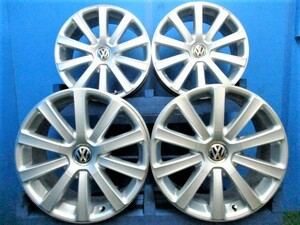 S169 パサート 純正 VW 18X8J +44 5H 112 ハブ径 57.1ｍｍ シルバー 4本 中古 