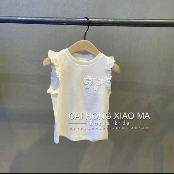 キッズ トップス Tシャツ 女の子 ノースリーブ 綿 夏 100