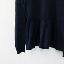 RED VALENTINO レッド ヴァレンティノ スカラップ柄 薄手ペプラムニットプルオーバー S/ネイビー系 セーター【2400013401685】_画像6