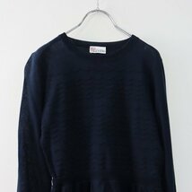 RED VALENTINO レッド ヴァレンティノ スカラップ柄 薄手ペプラムニットプルオーバー S/ネイビー系 セーター【2400013401685】_画像4