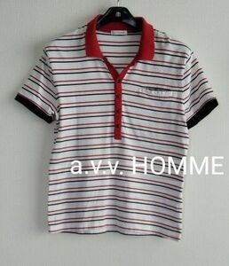 a.v.v. HOMME アーヴェヴェオム ボーダー柄 半袖シャツ メンズ