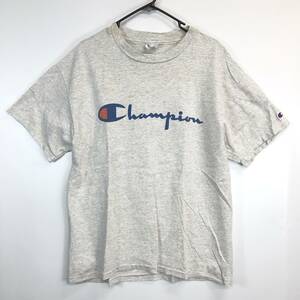 90s USA製 チャンピオン Tシャツ グレー ロゴ Lサイズ 99%コットン シングルステッチ