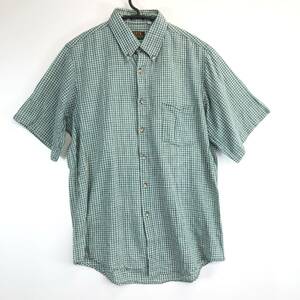 90s USA製 CLEVE 半袖コットンボタンダウンシャツ Mサイズ チェック柄