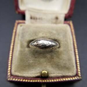  dome type pattern sculpture thickness .925 Vintage silver ring ring Showa Retro accessory jewelry import 6Y-A