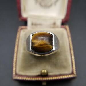 Emmons Tiger Eye Continator Signet Stirling Vintage Silver Ring Ring Ring