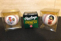 ★3個セット 絶版 旧公式ボール MLB アメリカンリーグ試合用 メジャーリーグ 野球 アスレチックス カージナルス ローリングス baseball USA_画像4