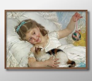 Art hand Auction 1202■मुफ़्त शिपिंग!! आर्ट पोस्टर पेंटिंग A3 साइज़ एमिल म्युनियर लड़की और बिल्ली चित्रण नॉर्डिक मैट पेपर, आवास, आंतरिक भाग, अन्य