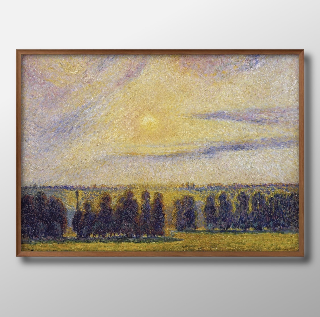 1500 ■ Livraison gratuite !! Affiche d'art peinture format A3 Camille Pissarro Coucher de soleil et brouillard à Eragny illustration papier mat nordique, Logement, intérieur, autres