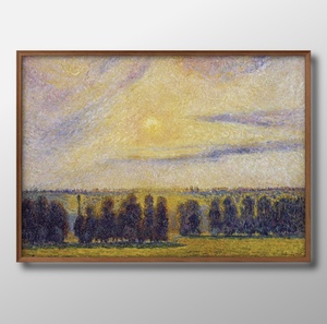 Art hand Auction 1500 ■ Livraison gratuite !! Affiche d'art peinture format A3 Camille Pissarro Le coucher de soleil et le brouillard d'Elany Illustration papier mat scandinave, résidence, intérieur, autres