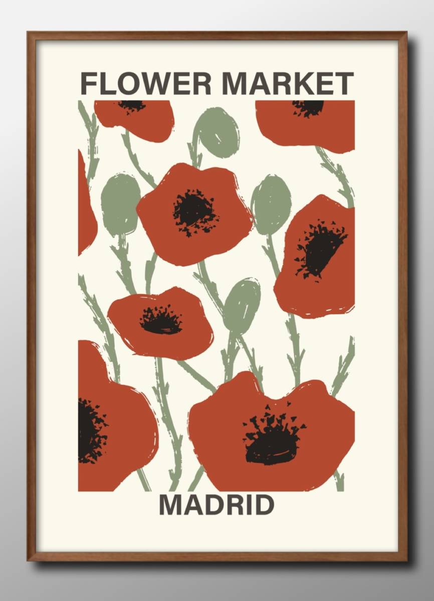 12870 ■ Livraison gratuite !! Affiche d'art peinture format A3 marché aux fleurs illustration design papier mat nordique, Logement, intérieur, autres