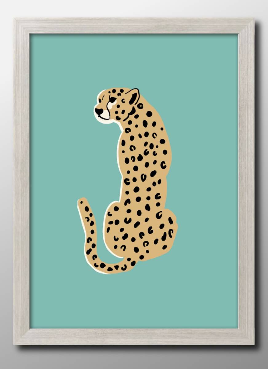 13657■¡¡Envío gratis!! Póster artístico con pintura tamaño A3, diseño de leopardo, ilustración elegante, papel mate nórdico, Alojamiento, interior, otros