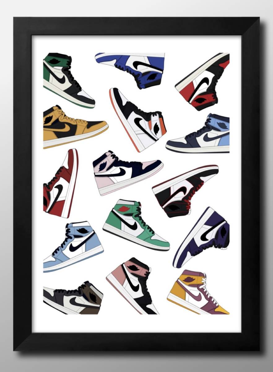 12852 ■ Free shipping!! Art poster painting A3 size Nike sneakers illustration design Nordic matte paper, Housing, interior, others