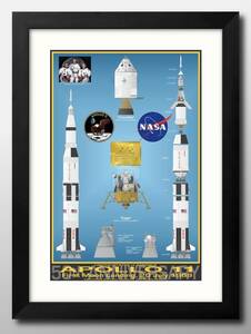 Art hand Auction 11189■Free Shipping!!Art Poster Painting A3 Size NASA Aerospace Administration America Apollo 11 Illustration Design Scandinavian Matte Paper, residence, interior, others