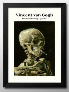 Art hand Auction 12698■Free shipping!! Art poster painting A3 size Vincent van Gogh Skeleton with a lit cigarette in its mouth illustration design, residence, interior, others