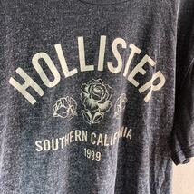 hollifster Tシャツトップス プリントTシャツ フロッキープリント メンズ ケミカルウォッシュ グレーカットソー半袖カットソーMサイズ相当_画像3