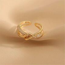 ゴールドリング　ジルコニア　指輪　レディース　サイズフリー　韓国　シンプル　アクセサリー　オシャレ　ファッション　人気　新品_画像5