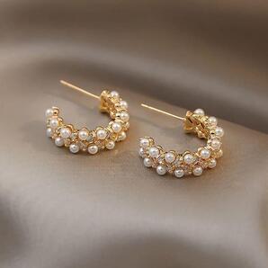 C型フープピアス ゴールド ジルコニア ホワイト シルバー925 レディース アレルギー対応 シンプル おしゃれ 韓国 新品