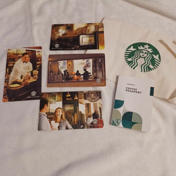 スターバックスdiscoveries☆ポストカード 4枚セットコーヒーパスポート巾着のセット