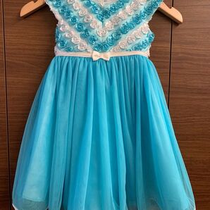 ジョナミッシェル キッズ チュール ドレス ワンピース 発表会 結婚式 3T 2歳 3歳 水色 こども プリンセス フォーマル