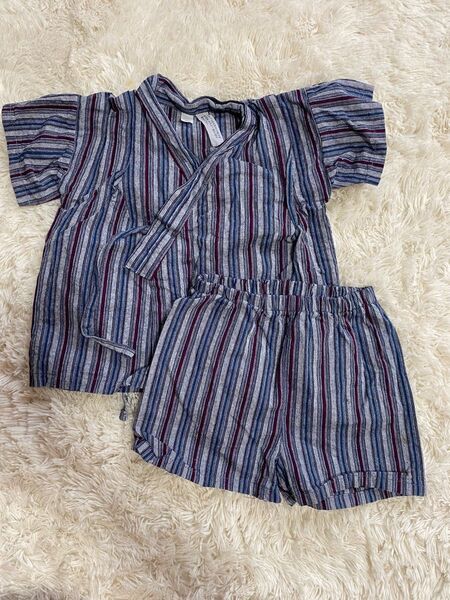 キッズ 甚平 80cm ベビー 夏 浴衣 ベビーボーイ 男の子 女の子 子ども 夏祭り 祭 キッズ服 ベビー服 子ども服