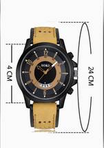 腕時計　ツートン アナログ メンズ クォーツ 時計 高品質 レザー ファッション時計 オシャレ ウォッチ ブラックグリーン　男女兼用_画像4