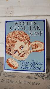 WRIGHT'S SOAP　石鹸のスチール看板　レプリカ　