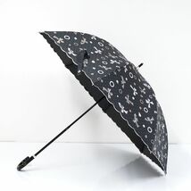 晴雨兼用日傘 LANVIN en Bleu ランバンオンブルー USED美品 ドットｘリボン スカラップ刺繍 遮光 UV 遮熱 ブラック 50cm S A9799_画像6