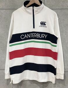 人気！ CANTERBURY カンタベリー ハーフジップ スウェット トレーナー トップス 白 ホワイト系 Lサイズメンズ ラグビー ○ 新規×