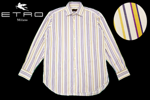 Y-5746* free shipping * beautiful goods *ETRO Milano Etro milano * regular goods Italy made multicolor stripe long sleeve dress shirt 42